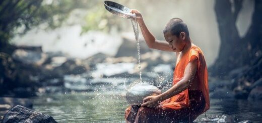 Boy Monk River Buddhist Water  - sasint / Pixabay